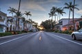 Daybreak over the shops along 5th Street in Old Naples, Florida.